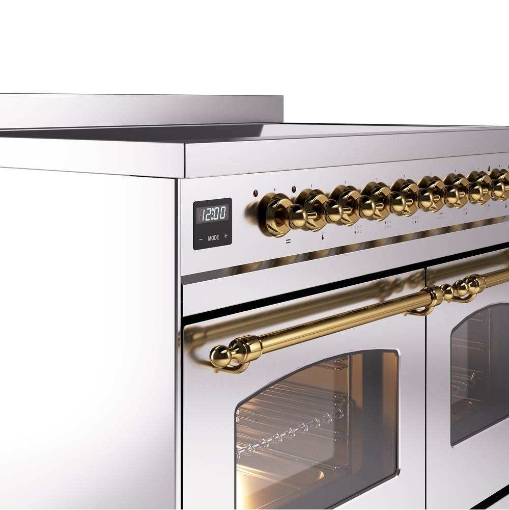 40'' Nostalgie II Series Freestanding Electric Induction Range - Double Oven - Stainless Steel - Bronze trim