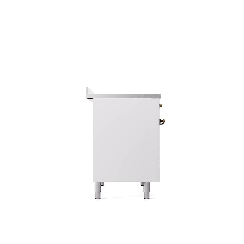 40'' Nostalgie II Series Freestanding Electric Induction Range - Double Oven - White - Bronze trim
