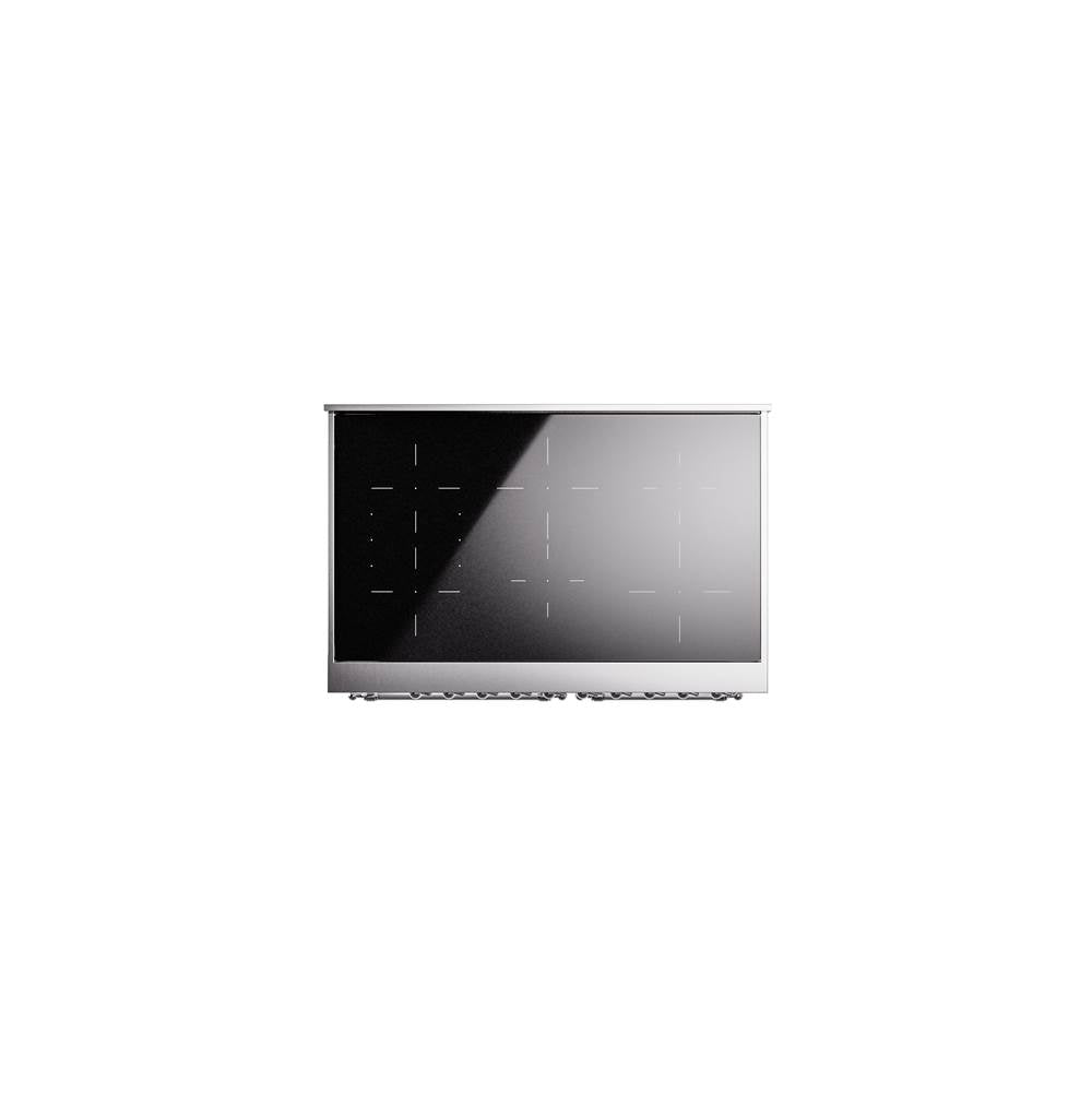 40'' Nostalgie II Series Freestanding Electric Induction Range - Double Oven - White - Bronze trim