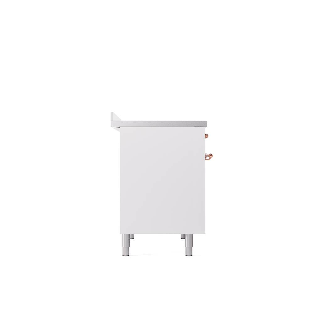 40'' Nostalgie II Series Freestanding Electric Induction Range - Double Oven - White - Bronze trim