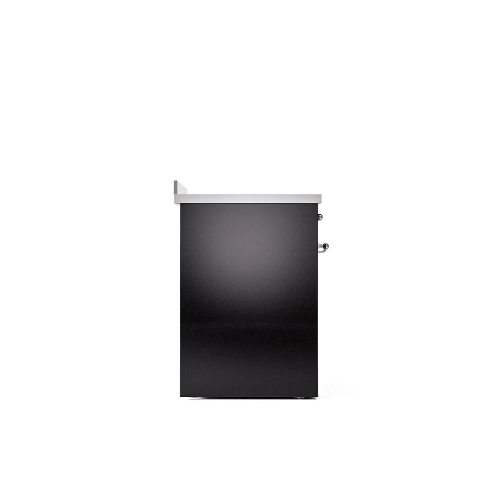 30'' Nostalgie II Series Freestanding Electric Induction Range - Glossy Black - Bronze trim