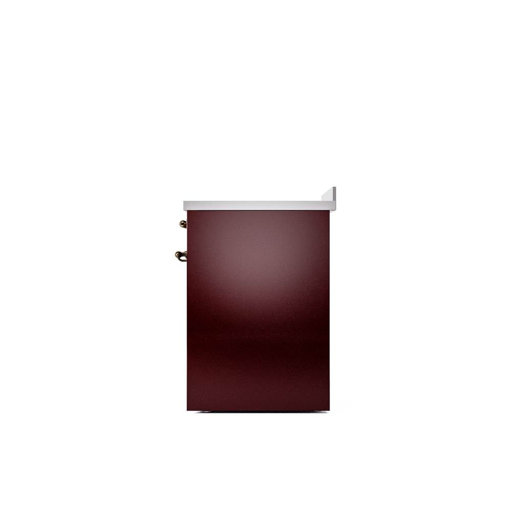 30'' Nostalgie II Series Freestanding Electric Induction Range - Burgundy - Bronze trim