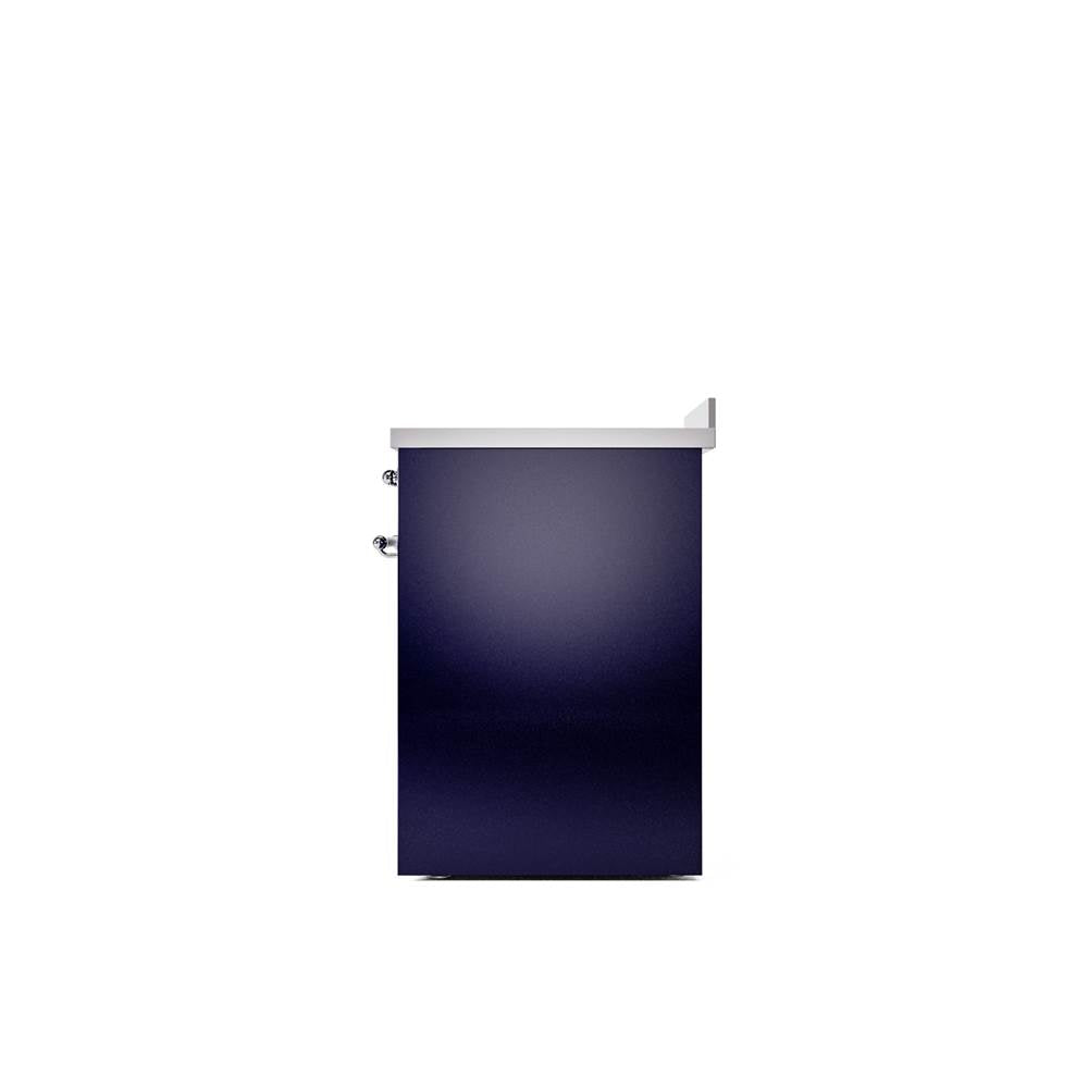 30'' Nostalgie II Series Freestanding Electric Induction Range - Midnight Blue - Bronze trim