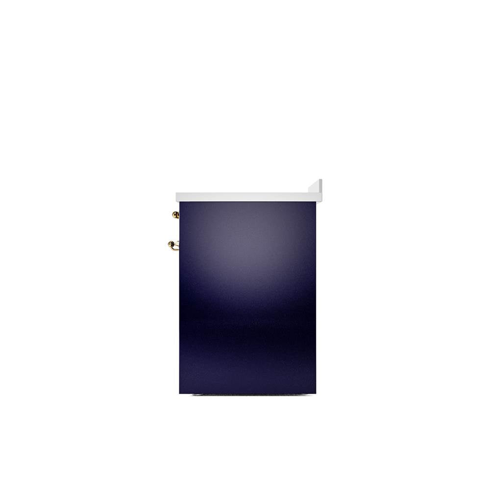 30'' Nostalgie II Series Freestanding Electric Induction Range - Midnight Blue - Bronze trim