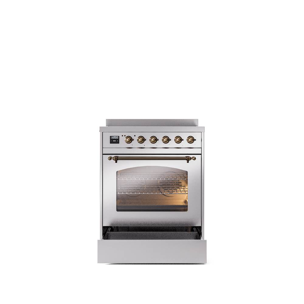 30'' Nostalgie II Series Freestanding Electric Induction Range - Stainless Steel - Bronze trim