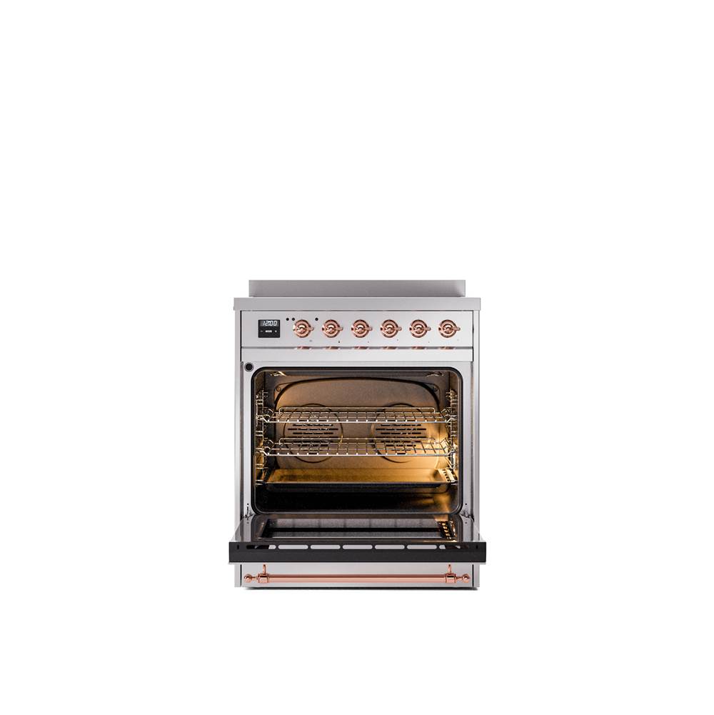 30'' Nostalgie II Series Freestanding Electric Induction Range - Stainless Steel - Bronze trim