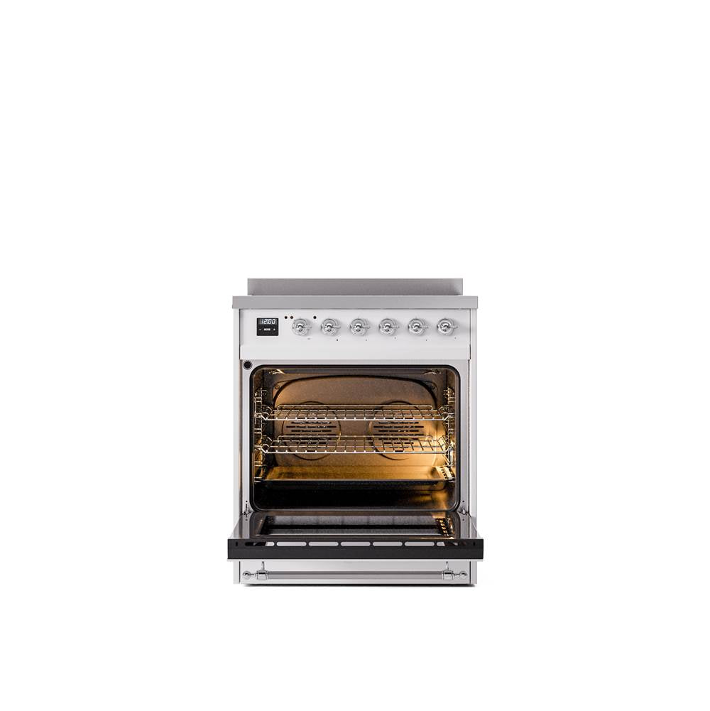 30'' Nostalgie II Series Freestanding Electric Induction Range - White - Bronze trim