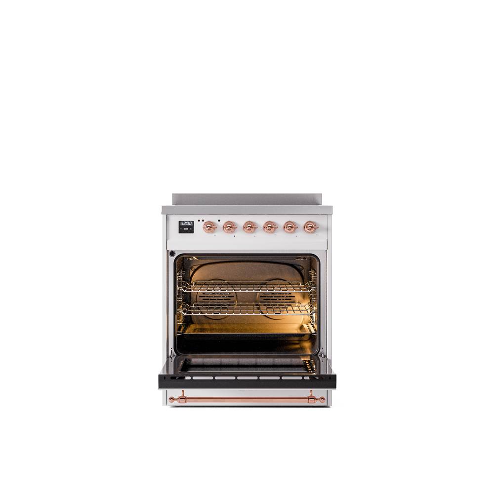 30'' Nostalgie II Series Freestanding Electric Induction Range - White - Bronze trim
