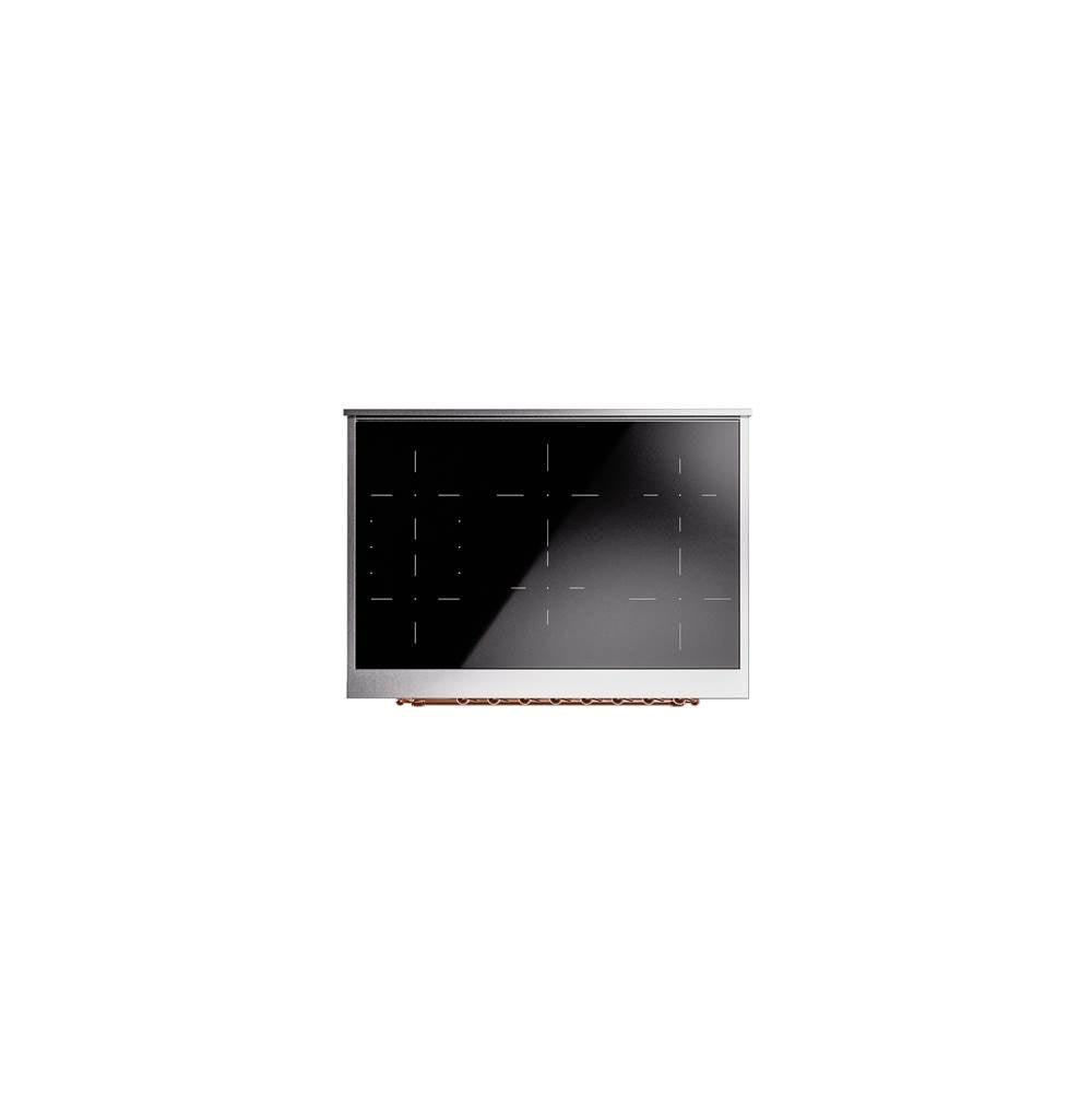 36'' Nostalgie II Series Freestanding Electric Induction Range - Antique White - Bronze trim