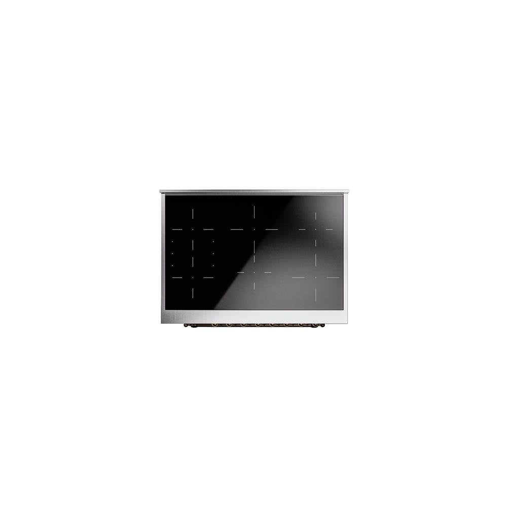 36'' Nostalgie II Series Freestanding Electric Induction Range - Glossy Black - Bronze trim