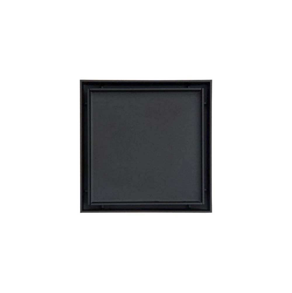 Infinity Drain - 4- x 4- Tile Drain Strainer in Matte Black with ABS Drain Body, 2'' Outlet - Matte Black