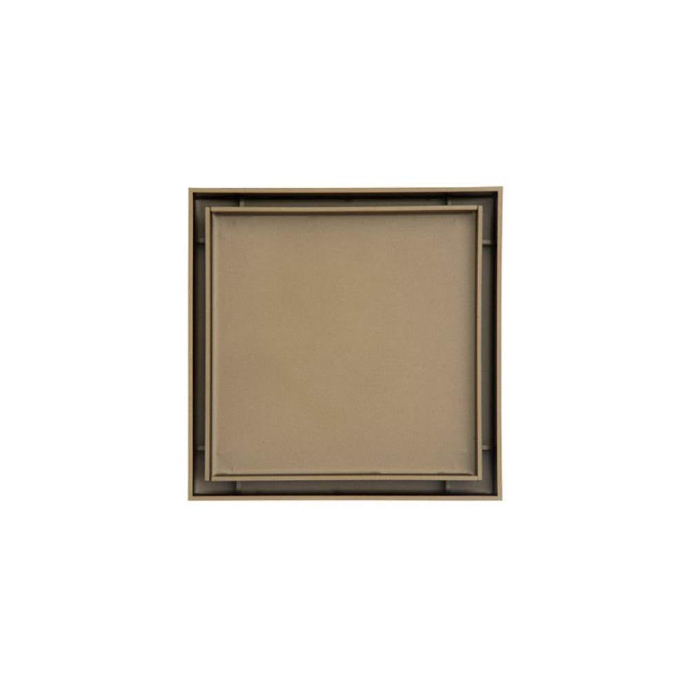 Infinity Drain - 4- x 4- Tile Drain Strainer in Satin Bronze with PVC Drain Body, 2'' Outlet - Satin Bronze