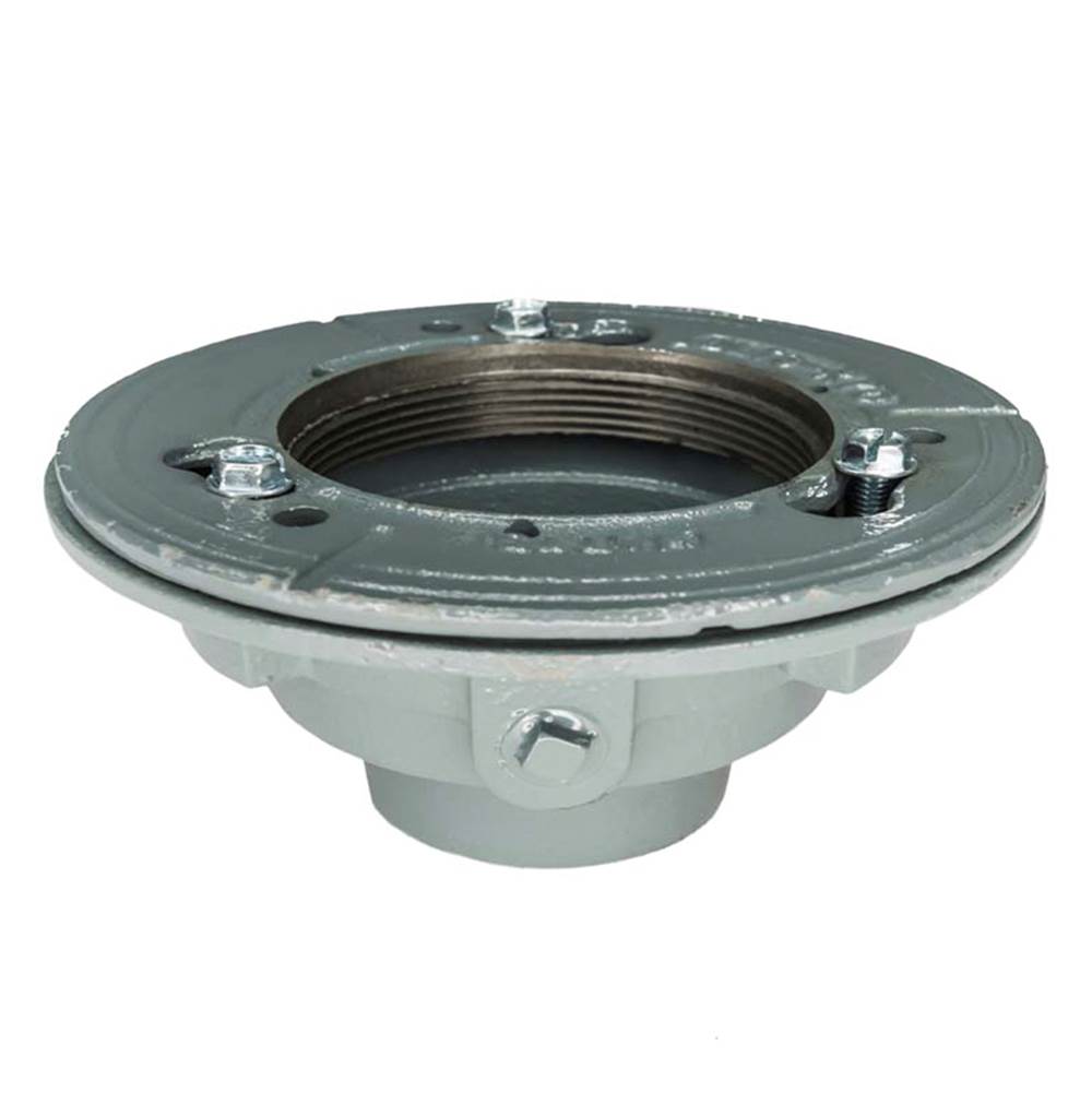 Infinity Drain - Clamp Down Drain Cast Iron 4'' Throat, 3'' No Hub Outlet with Threaded Clamping Plate