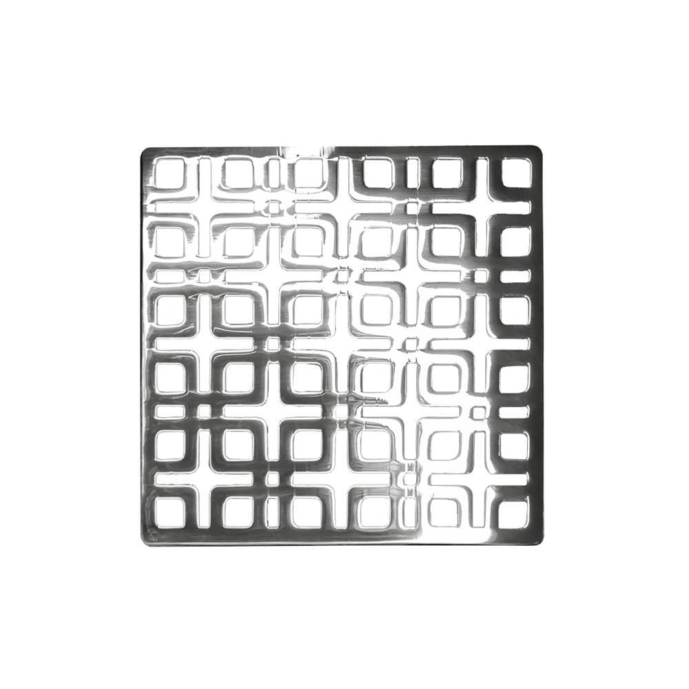 Infinity Drain - 4'' x 4'' Link Pattern Decorative Plate for K 4, KD 4, KDB 4 in Polished Stainless - Polished Stainless