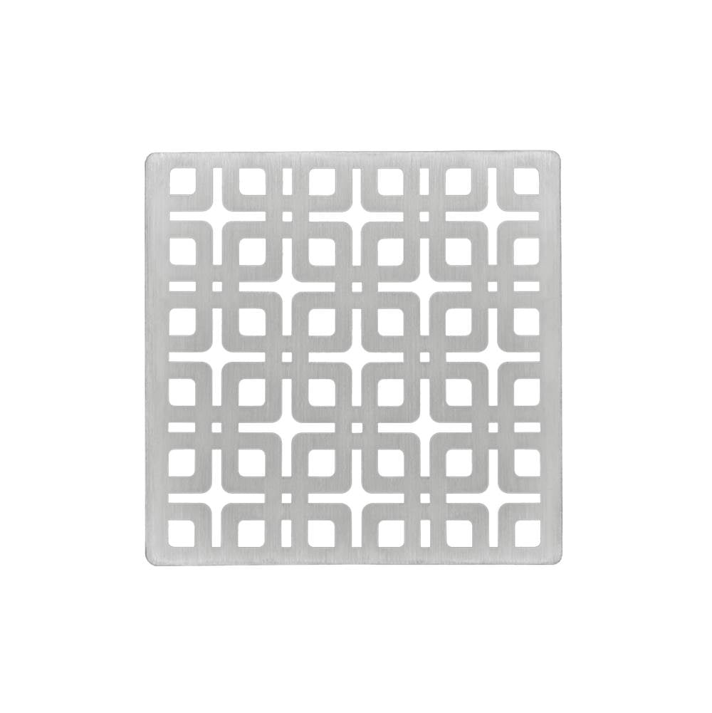 Infinity Drain - 4'' x 4'' Link Pattern Decorative Plate for K 4, KD 4, KDB 4 in Satin Stainless - Satin Stainless
