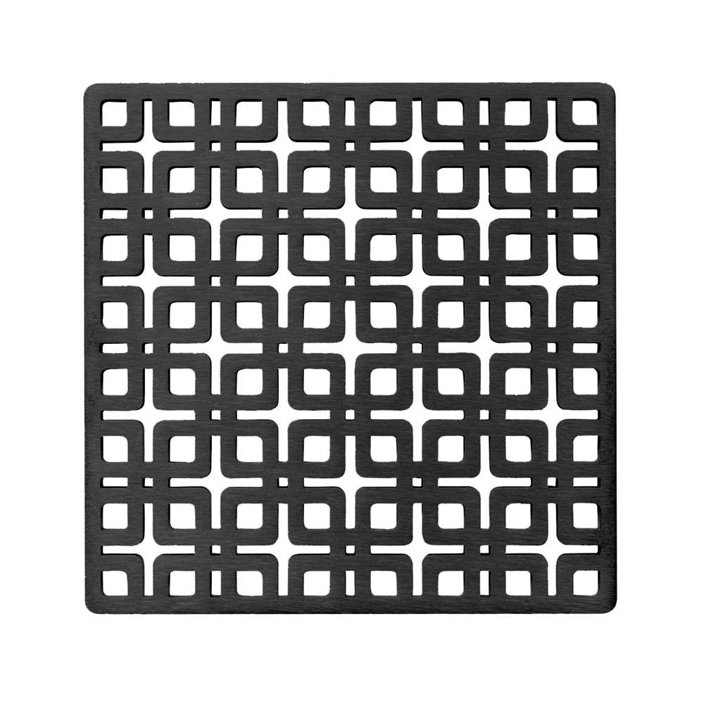 Infinity Drain - 5'' x 5'' Link Pattern Decorative Plate for K 5, KD 5, KDB 5 in Matte Black - Matte Black