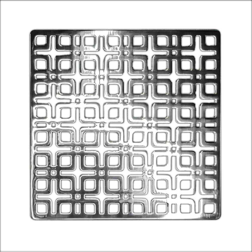 Infinity Drain - 5'' x 5'' Link Pattern Decorative Plate for K 5, KD 5, KDB 5 in Polished Stainless - Polished Stainless