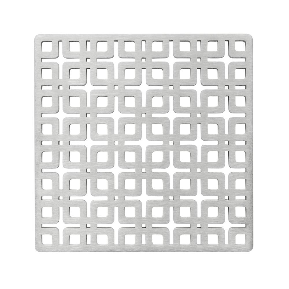 Infinity Drain - 5'' x 5'' Link Pattern Decorative Plate for K 5, KD 5, KDB 5 in Satin Stainless - Satin Stainless