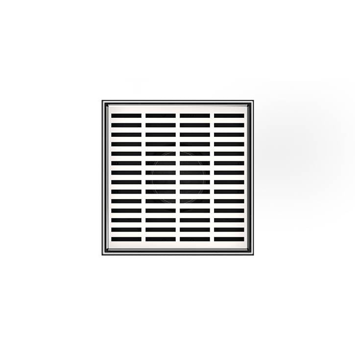 Infinity Drain - 5'' x 5'' LND 5 Slotted Pattern Complete Kit in Polished Stainless with Stainless Steel Bonded Flange, 2'' No Hub Outlet - Polished Stainless