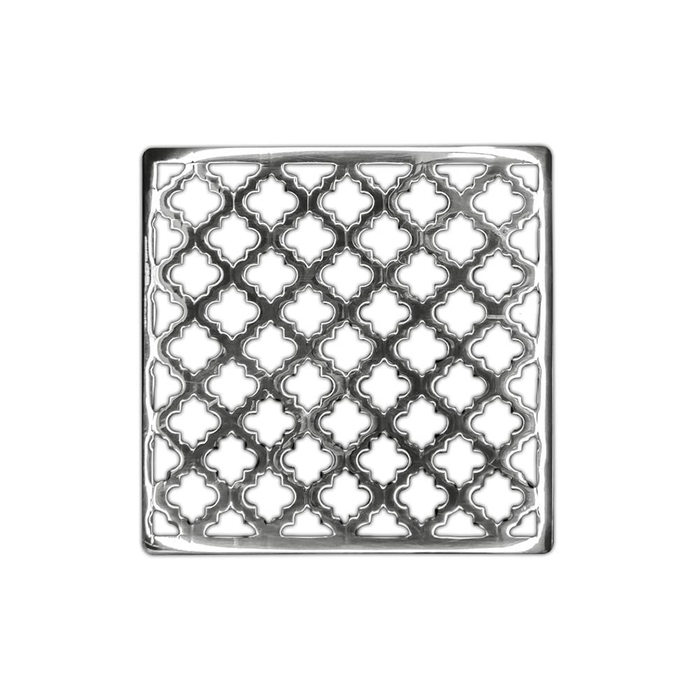 Infinity Drain - 4'' x 4'' Moor Pattern Decorative Plate for M 4, MD 4, MDB 4 in Polished Stainless - Polished Stainless