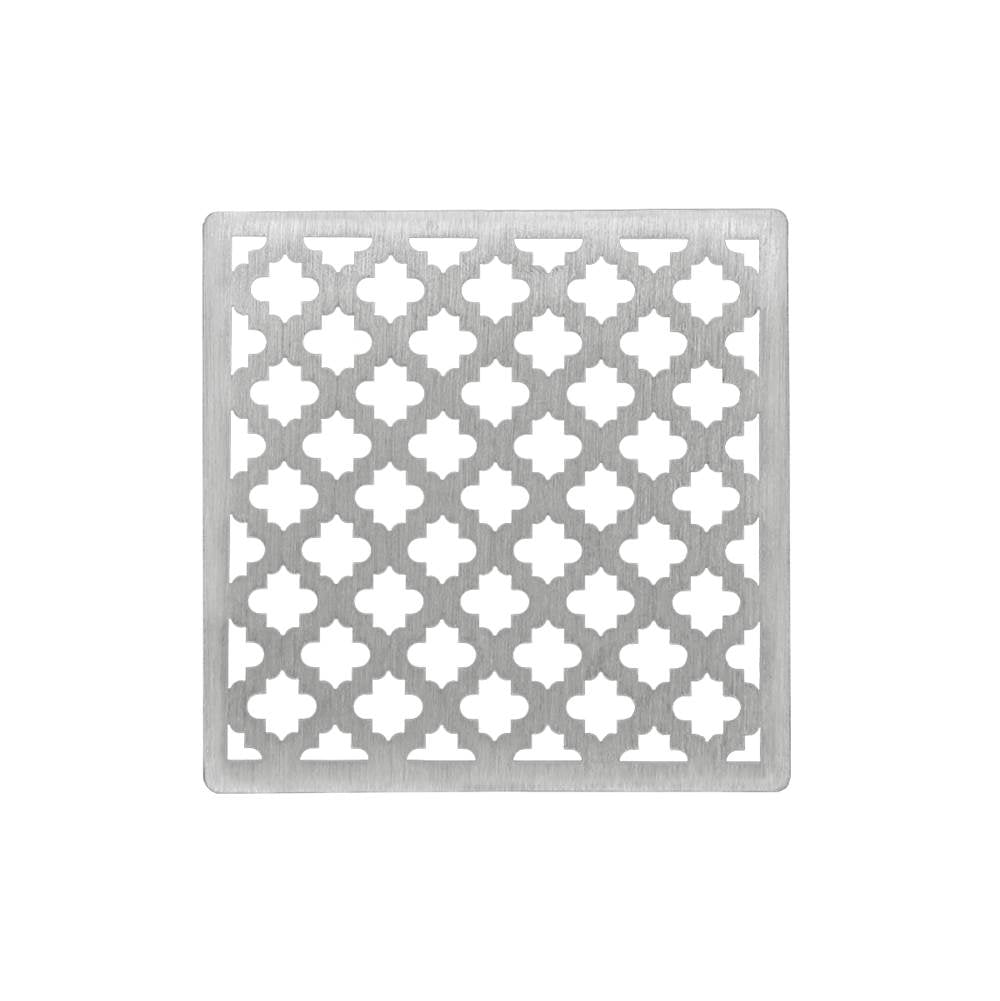 Infinity Drain - 4'' x 4'' Moor Pattern Decorative Plate for M 4, MD 4, MDB 4 in Satin Stainless - Satin Stainless
