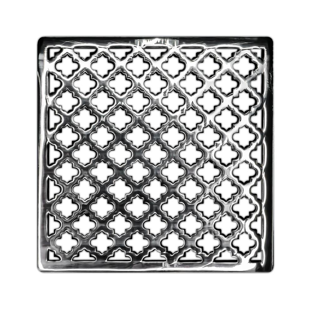 Infinity Drain - 5'' x 5'' Moor Pattern Decorative Plate for M 5, MD 5, MDB 5 in Polished Stainless - Polished Stainless