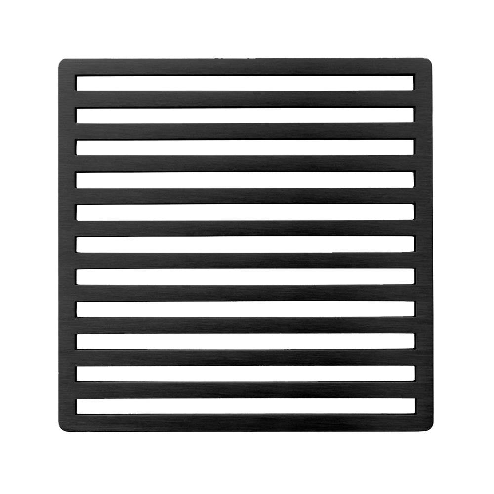 Infinity Drain - 4'' x 4'' Lines Pattern Decorative Plate for N 4, ND 4, NDB 4 in Matte Black - Matte Black