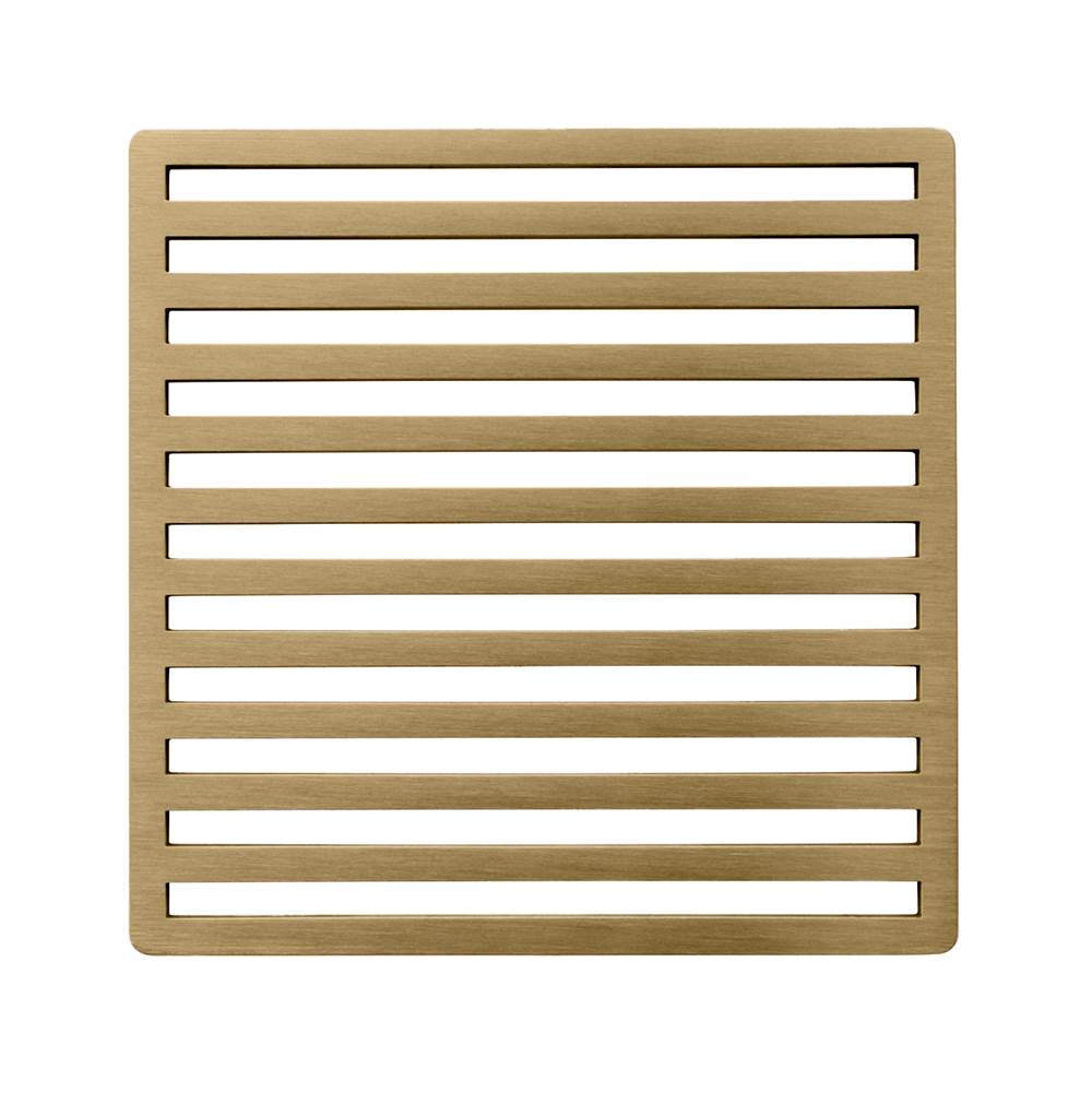 Infinity Drain - 4'' x 4'' Lines Pattern Decorative Plate for N 4, ND 4, NDB 4 in Satin Bronze - Satin Bronze