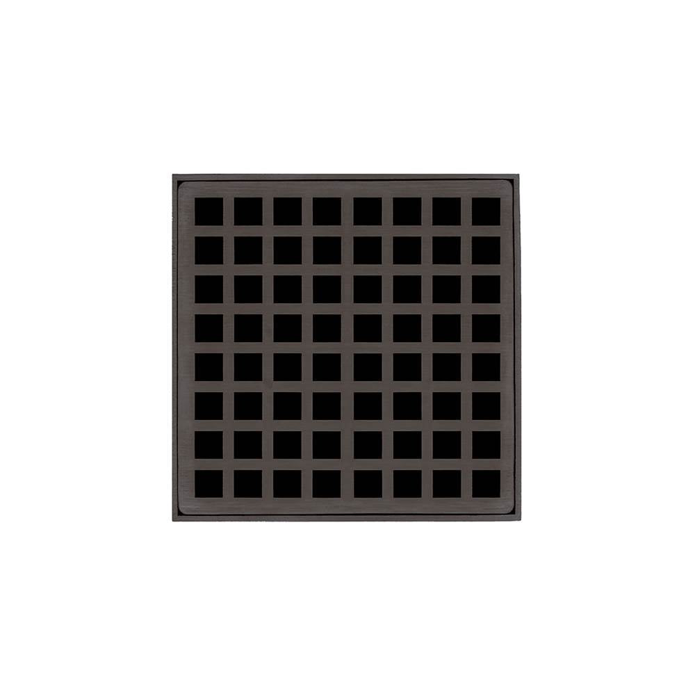 Infinity Drain - 5'' x 5'' Strainer with Squares Pattern Decorative Plate and 2'' Throat in Oil Rubbed Bronze for QD 5 - Oil Rubbed Bronze