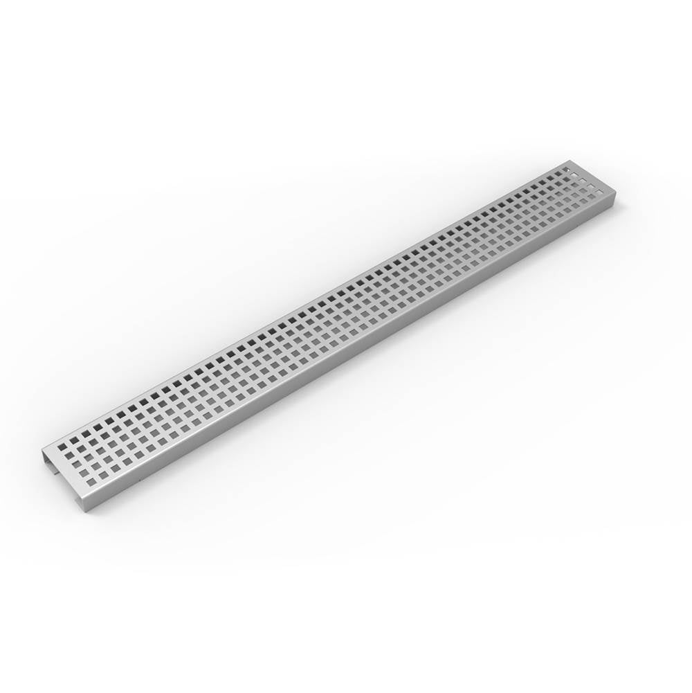 Infinity Drain - 54'' Perforated Squares Pattern Grate for USQ Universal Infinity DrainE in Satin Stainless - Satin Stainless