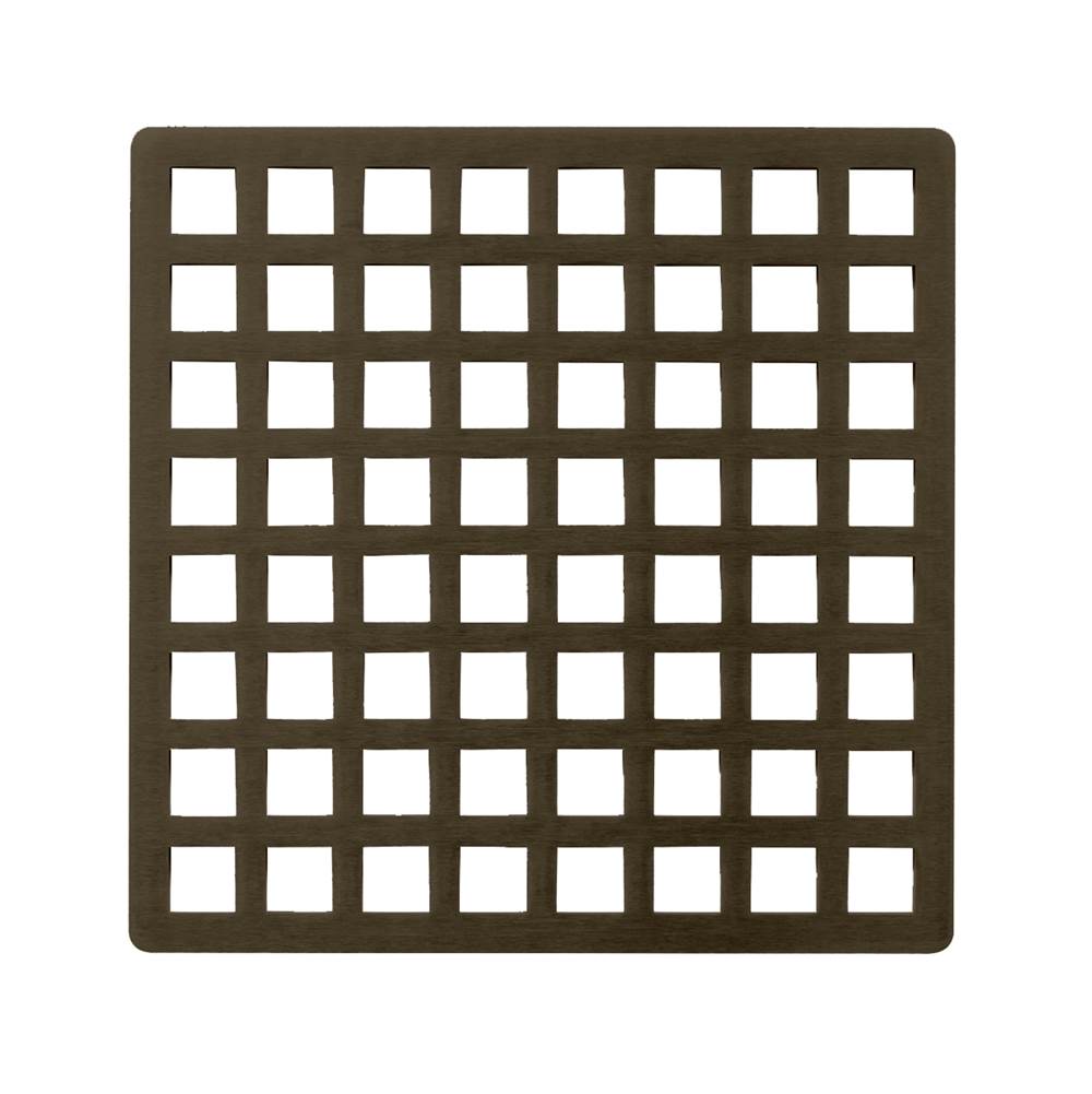 Infinity Drain - 5'' x 5'' Squares Pattern Decorative Plate for Q 5, QD 5, QDB 5 in Oil Rubbed Bronze - Oil Rubbed Bronze