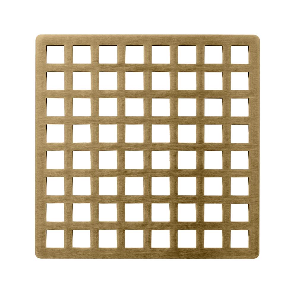 Infinity Drain - 5'' x 5'' Squares Pattern Decorative Plate for Q 5, QD 5, QDB 5 in Satin Bronze - Satin Bronze