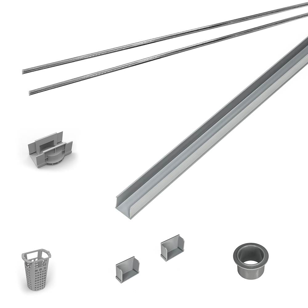 Infinity Drain - 48'' Rough Only Kit for S-AG 38 and S-DG 38 series. Includes PVC Components and Channel Trim - Polished Stainless