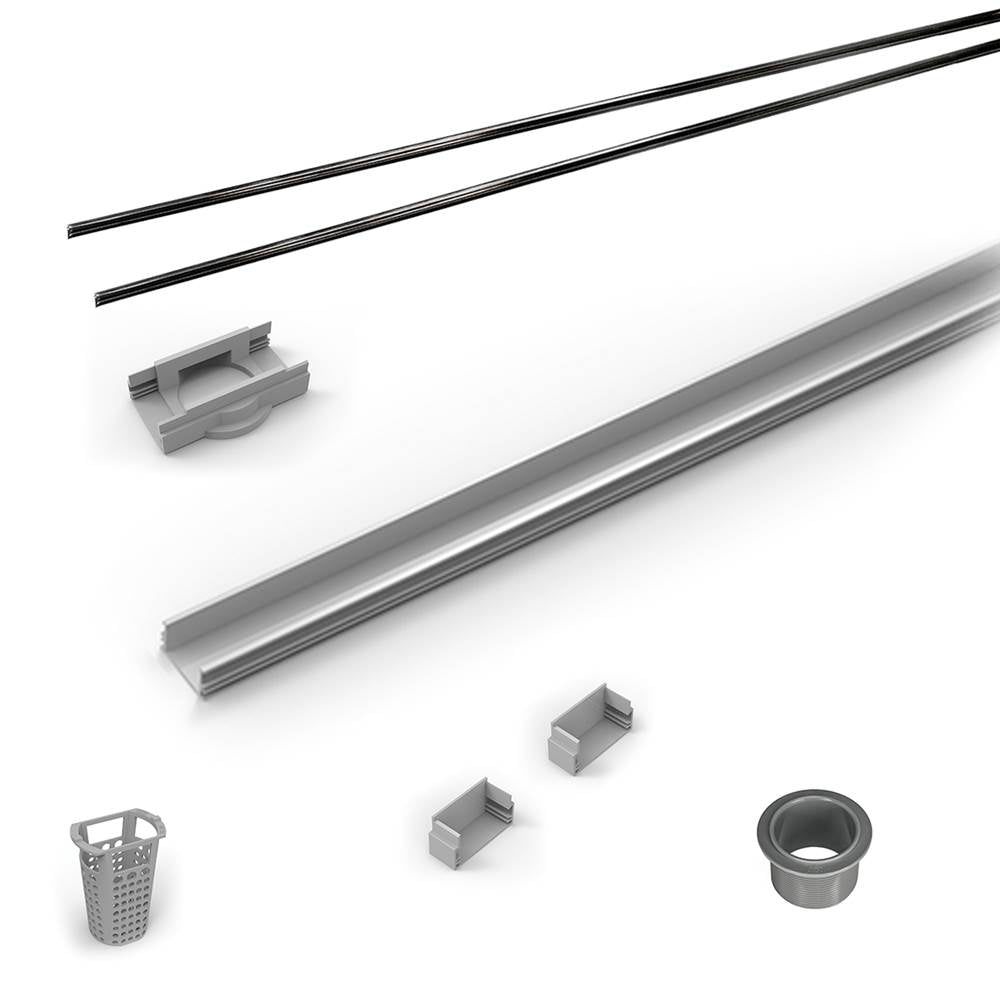 Infinity Drain - 96'' Rough Only Kit for S-LAG 38 and S-LT 38 series. Includes PVC Components and Channel Trim - Matte Black