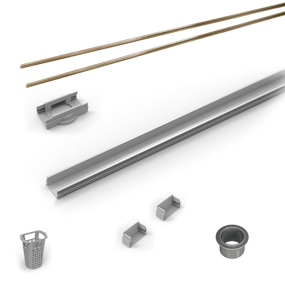 Infinity Drain - 48'' Rough Only Kit for S-LAG 38 and S-LT 38 series. Includes PVC Components and Channel Trim - Satin Bronze