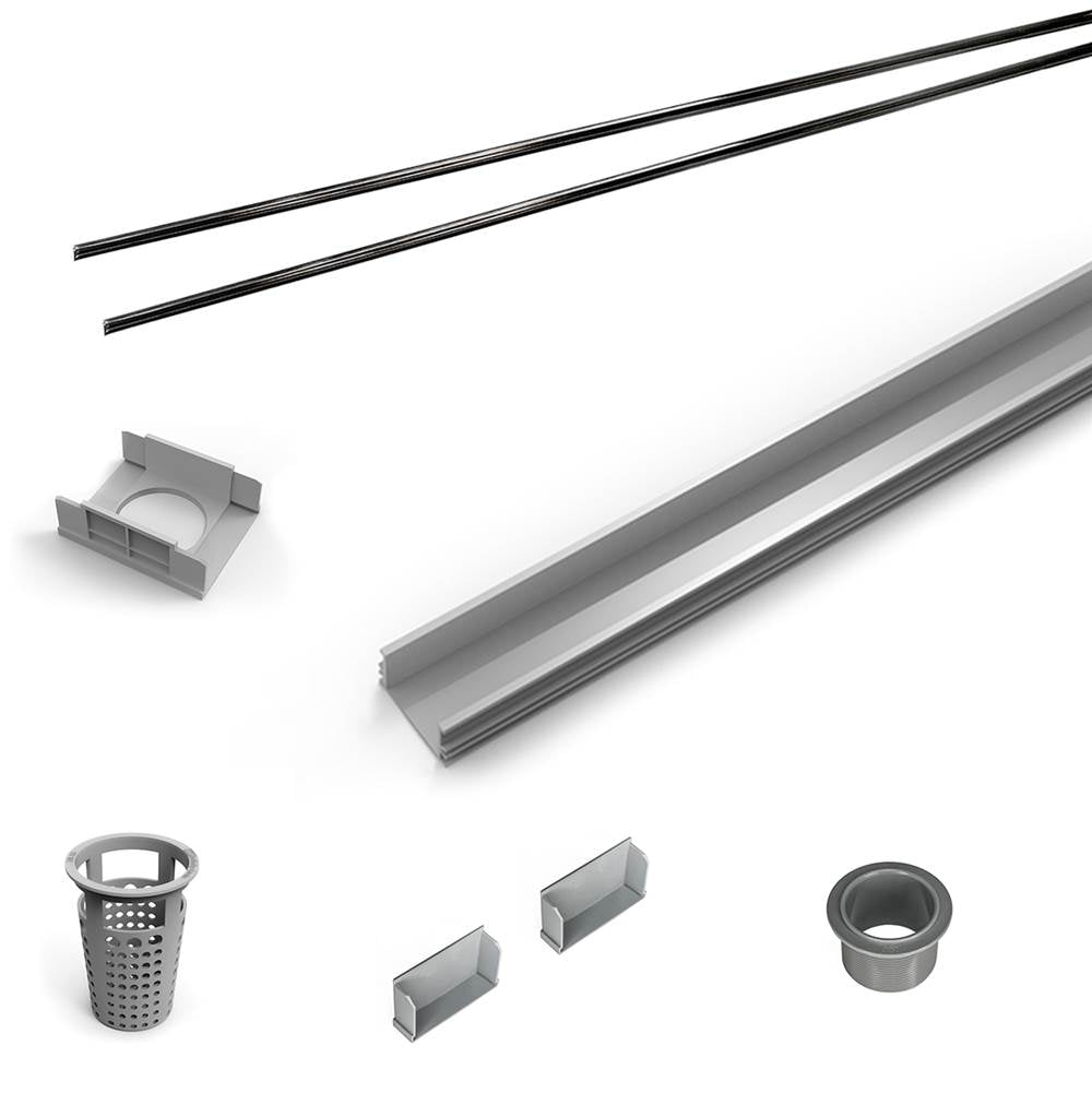 Infinity Drain - 72'' Rough Only Kit for S-LAG 65, S-LT 65, and S-LTIF 65 series. Includes PVC Components and Channel Trim - Matte Black