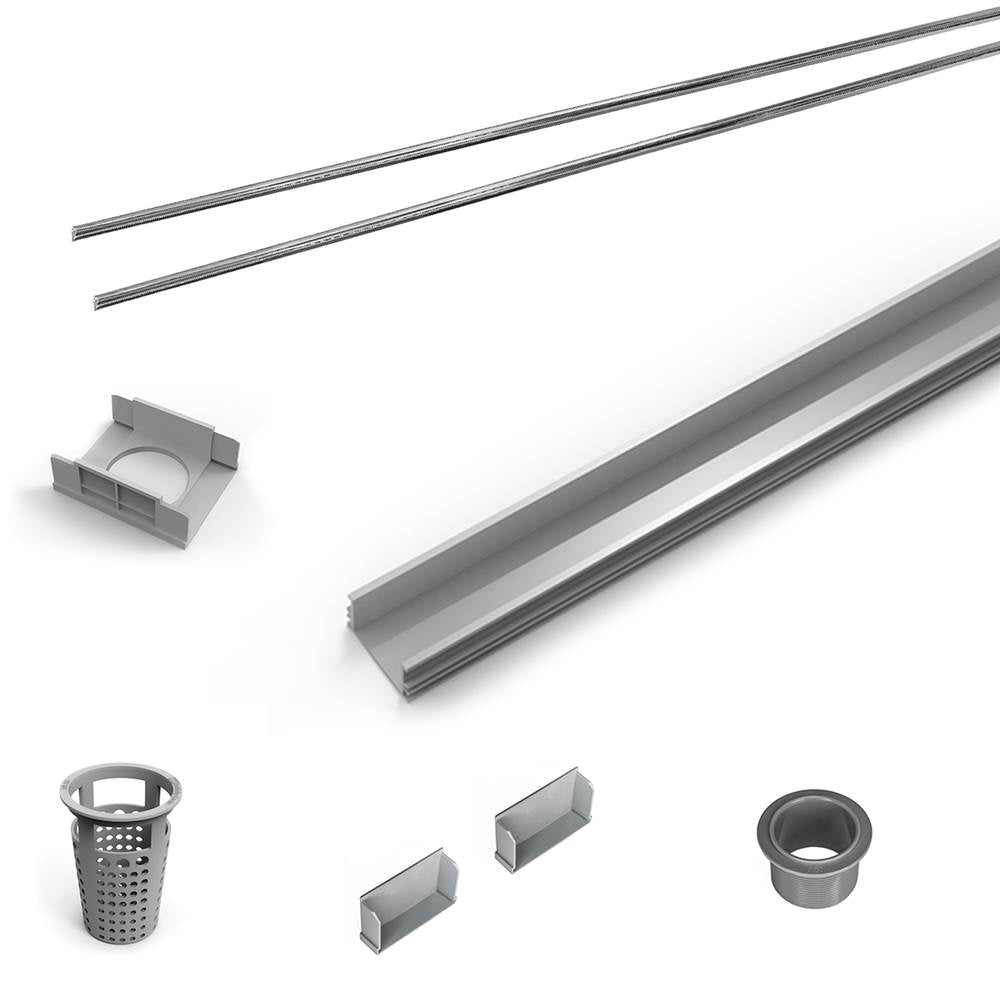 Infinity Drain - 72'' Rough Only Kit for S-LAG 65, S-LT 65, and S-LTIF 65 series. Includes PVC Components and Channel Trim - Polished Stainless