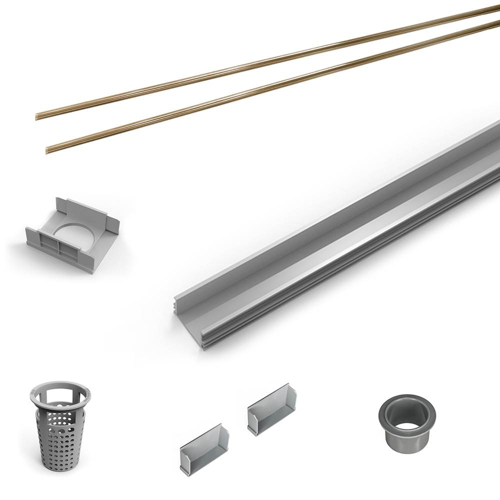 Infinity Drain - 72'' Rough Only Kit for S-LAG 65, S-LT 65, and S-LTIF 65 series. Includes PVC Components and Channel Trim - Satin Bronze