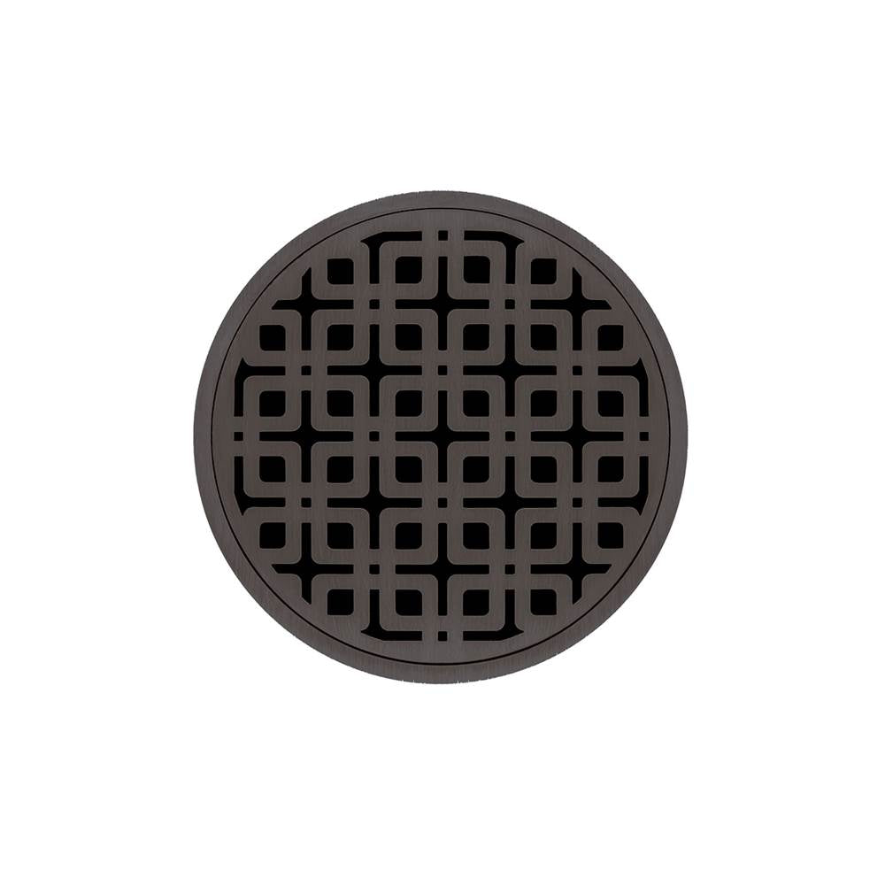 Infinity Drain - 5'' Round RKD 5 Complete Kit with Link Pattern Decorative Plate in Oil Rubbed Bronze with ABS Drain Body, 2'' Outlet - Oil Rubbed Bronze