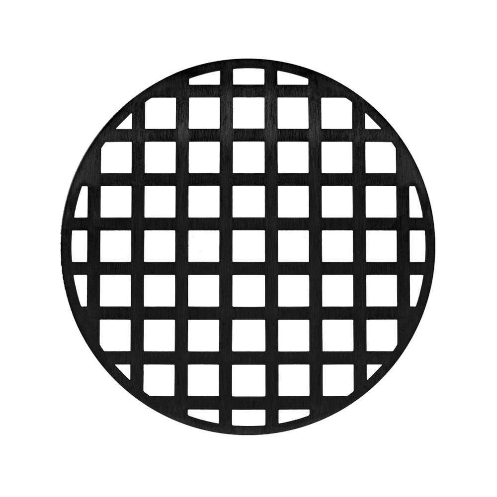 Infinity Drain - 5'' Round Squares Pattern Decorative Plate for RQ 5, RQD 5, RQDB 5 in Matte Black - Matte Black