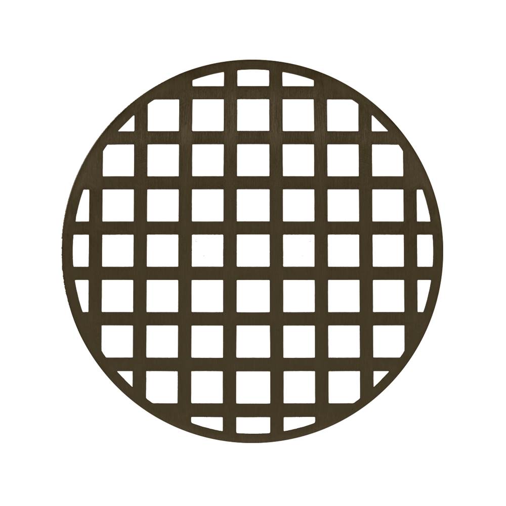 Infinity Drain - 5'' Round Squares Pattern Decorative Plate for RQ 5, RQD 5, RQDB 5 in Oil Rubbed Bronze - Oil Rubbed Bronze
