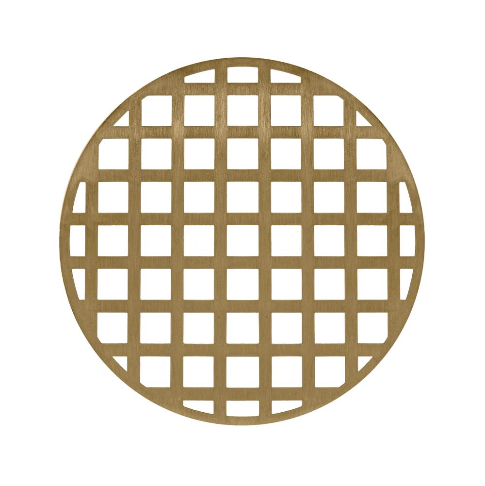Infinity Drain - 5'' Round Squares Pattern Decorative Plate for RQ 5, RQD 5, RQDB 5 in Satin Bronze - Satin Bronze