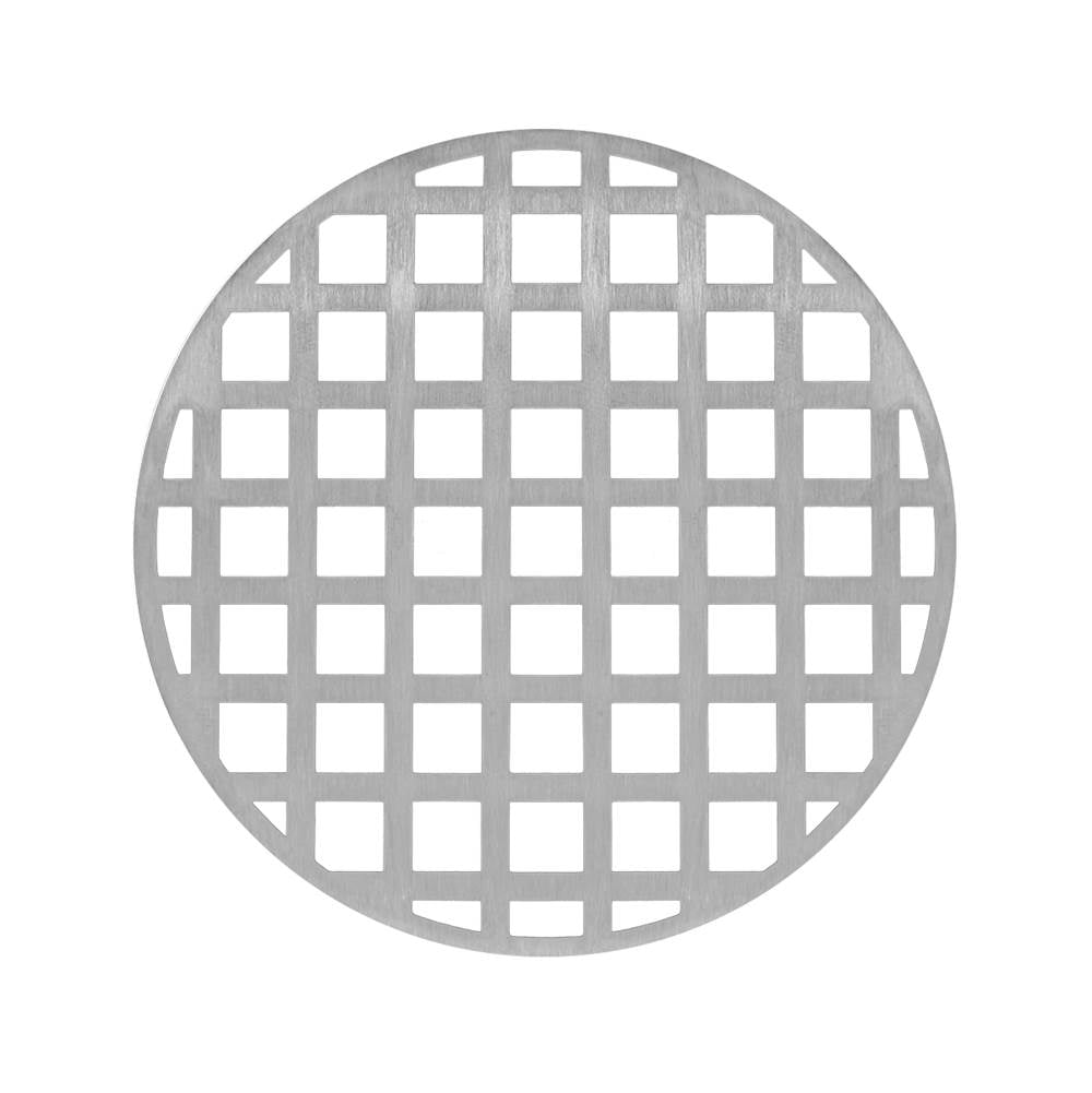 Infinity Drain - 5'' Round Squares Pattern Decorative Plate for RQ 5, RQD 5, RQDB 5 in Satin Stainless - Satin Stainless