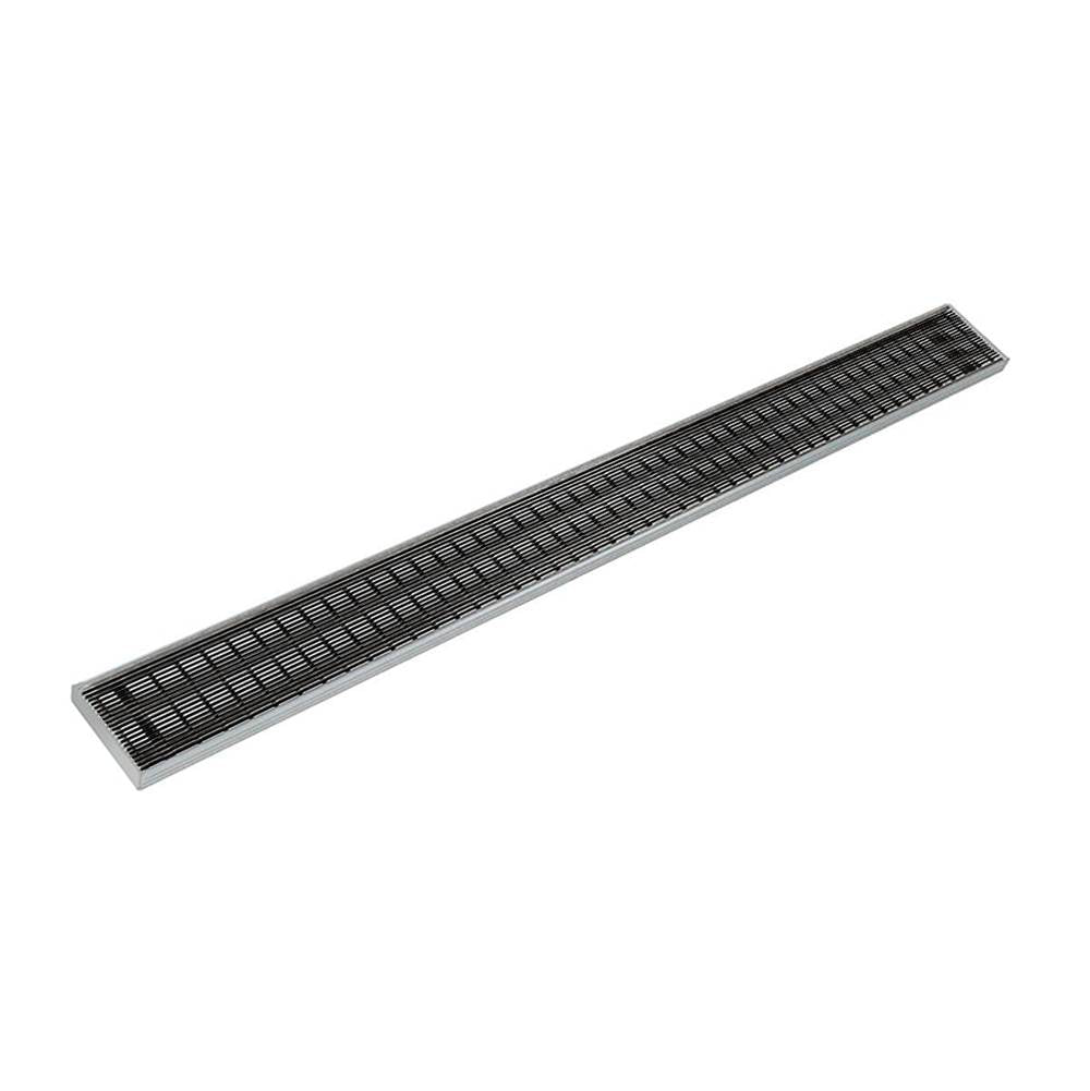 Infinity Drain - 96'' S-PVC Series Complete Kit with 4'' Wedge Wire Grate in Matte Black - Matte Black