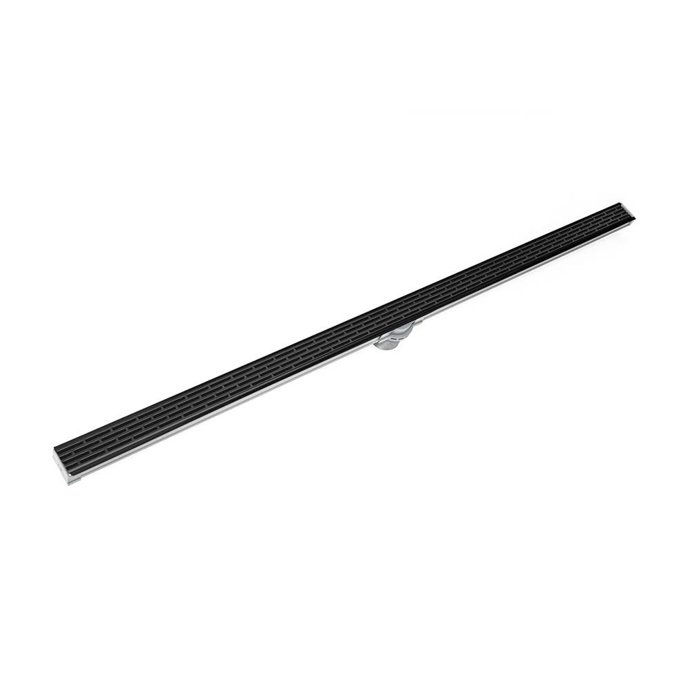 Infinity Drain - 72'' S-PVC Series Low Profile Complete Kit with 1 1/2'' Perforated Offset Slot Grate in Matte Black - Matte Black