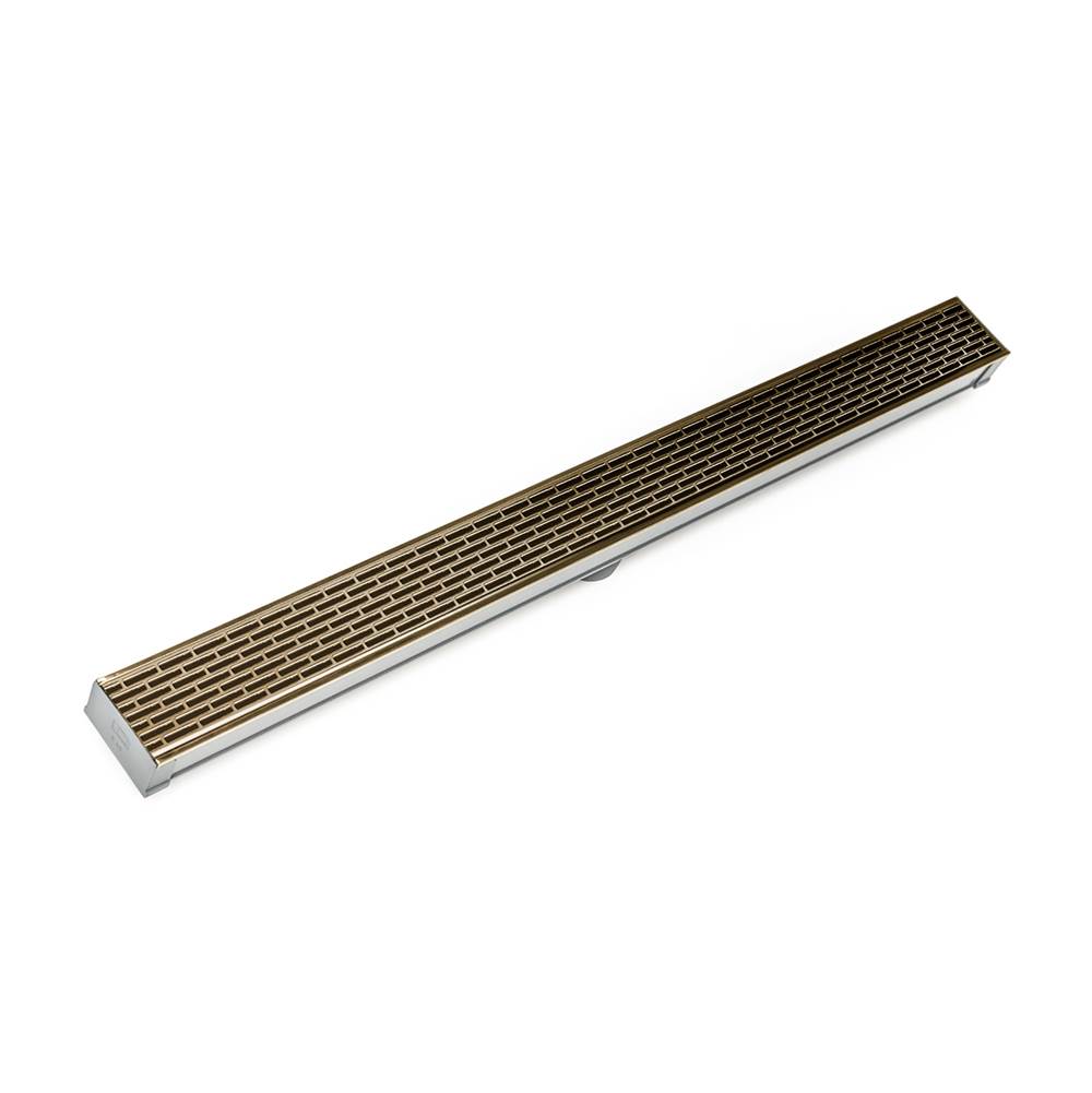 Infinity Drain - 96'' S-PVC Series Low Profile Complete Kit with 2 1/2'' Perforated Offset Slot Grate in Satin Bronze - Satin Bronze