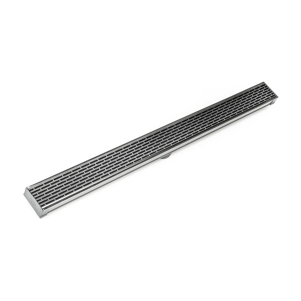Infinity Drain - 96'' S-PVC Series Low Profile Complete Kit with 2 1/2'' Perforated Offset Slot Grate in Satin Stainless - Satin Stainless