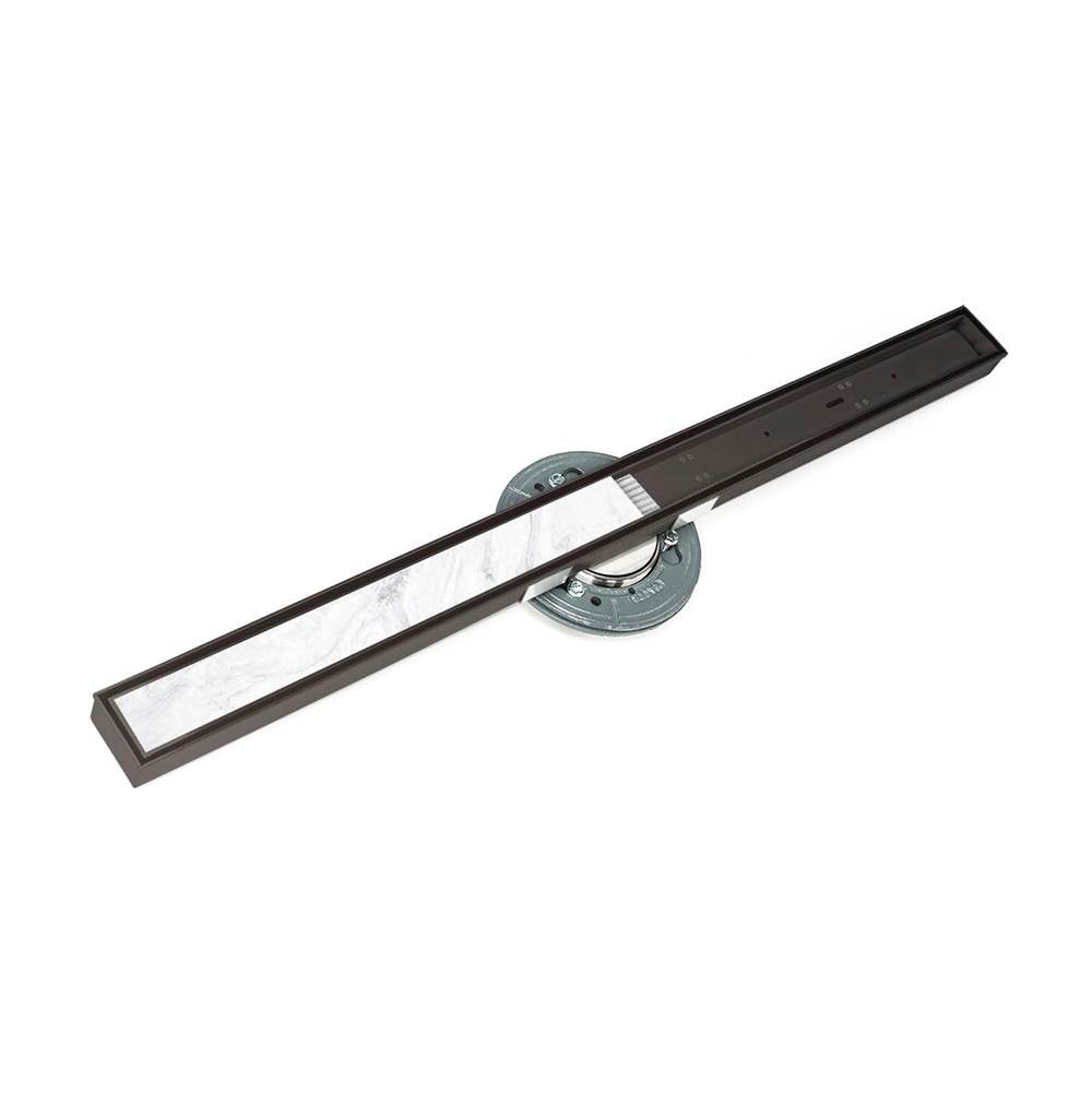 Infinity Drain - 48'' S-Stainless Steel Series High Flow Complete Kit with Tile Insert Frame in Oil Rubbed Bronze with PVC Drain Body, 3'' Outlet - Oil Rubbed Bronze