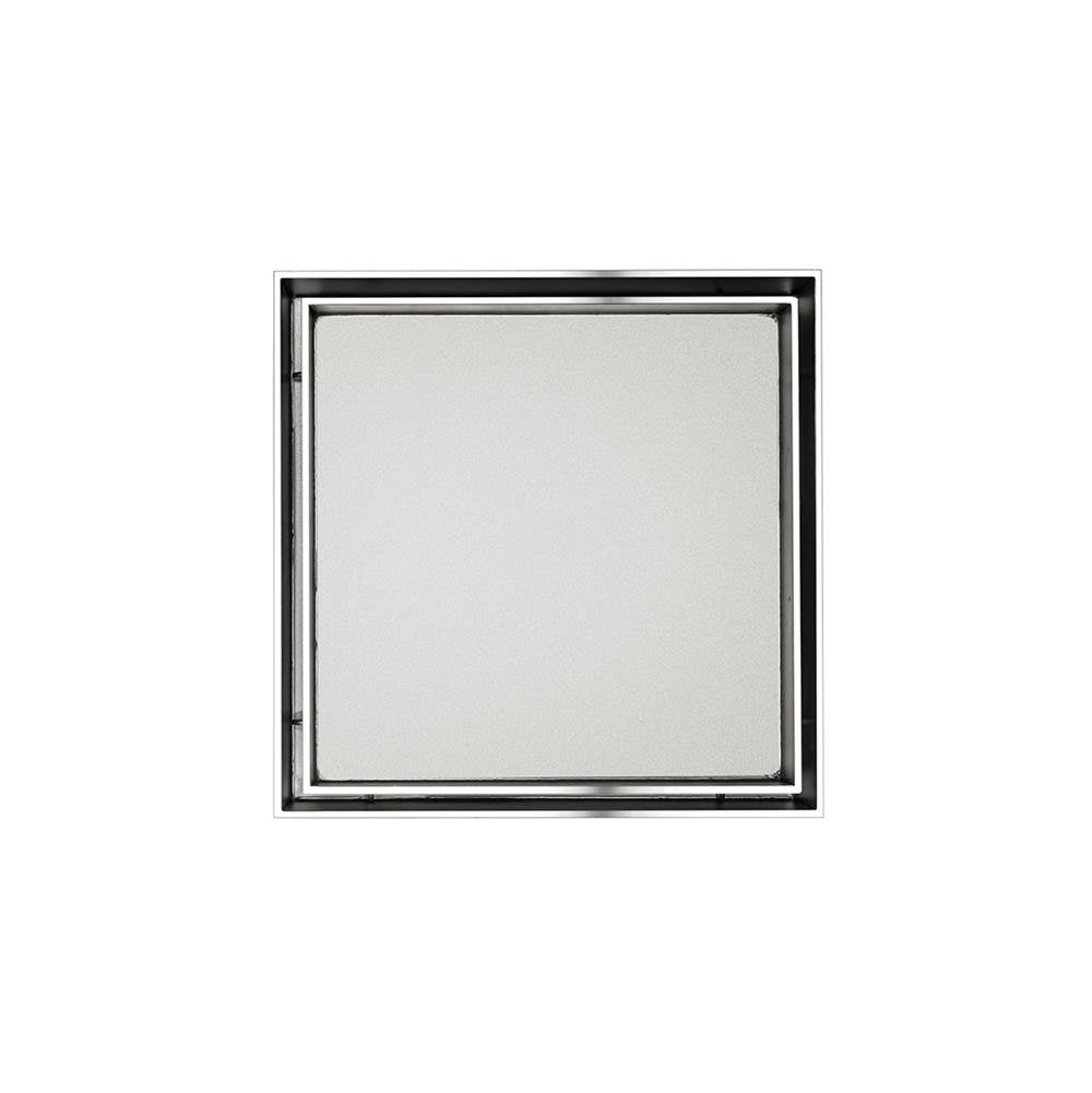 Infinity Drain - 5'' x 5'' TDB 15 Tile Insert Complete Kit in Polished Stainless with PVC Bonded Flange Drain Body, 2'', 3'' and 4'' Outlet - Polished Stainless