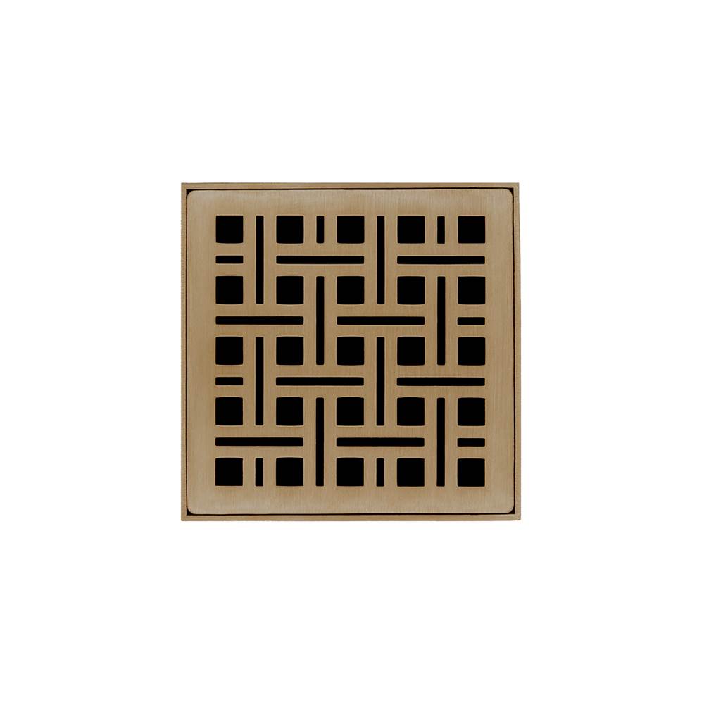 Infinity Drain - 4'' x 4'' Strainer with Weave Pattern Decorative Plate and 2'' Throat in Satin Bronze for VD 4 - Satin Bronze
